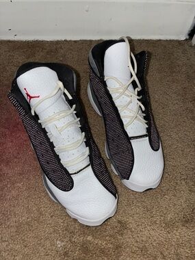 Nike  White/Black/Red Air Jordan Style Athletic Shoes